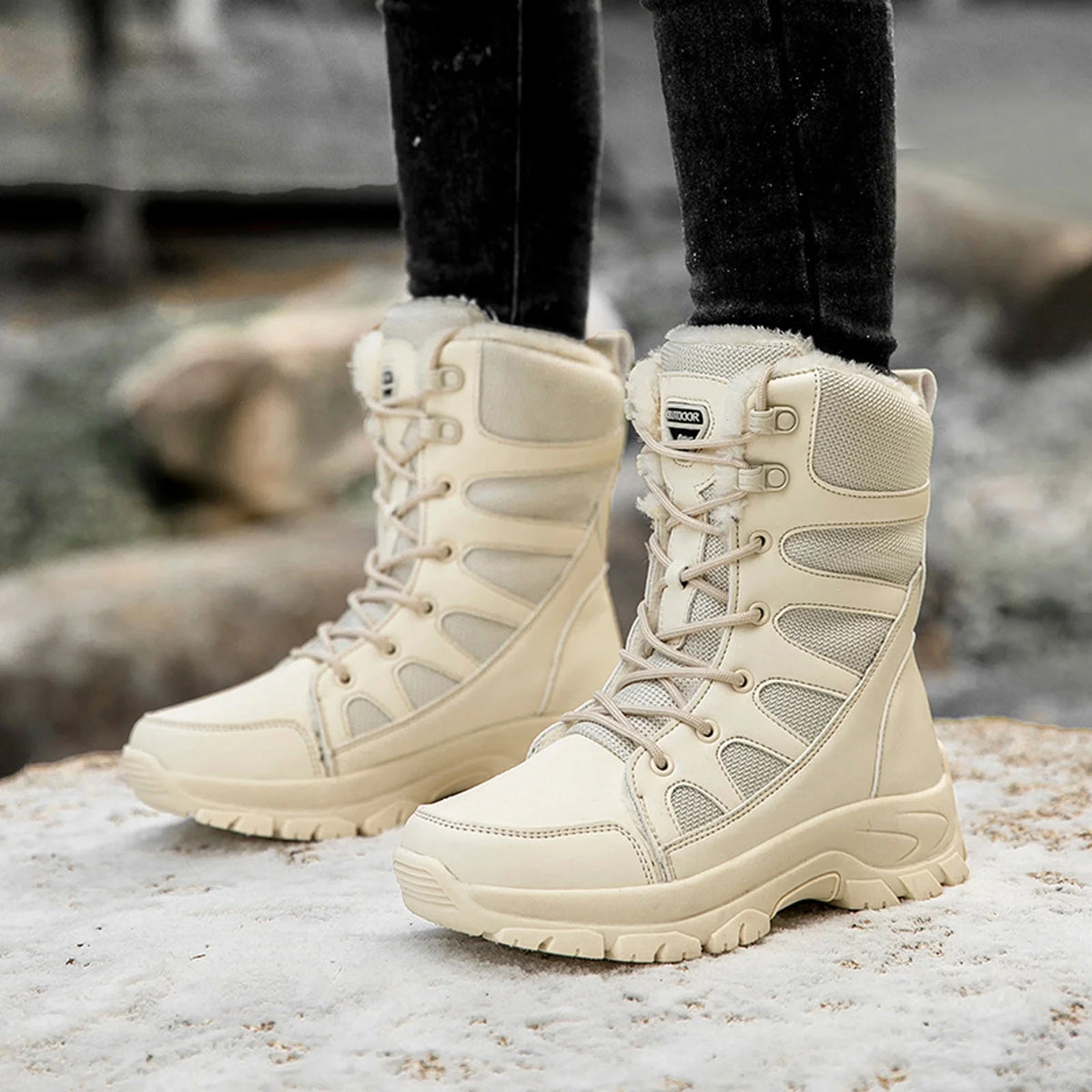 Water Proof Lace up Platform Snow Boots B5251