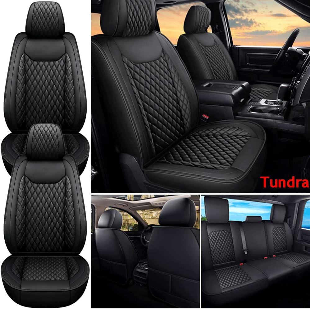 Black Waterproof Leather Car Seat Covers Full Set Z3517