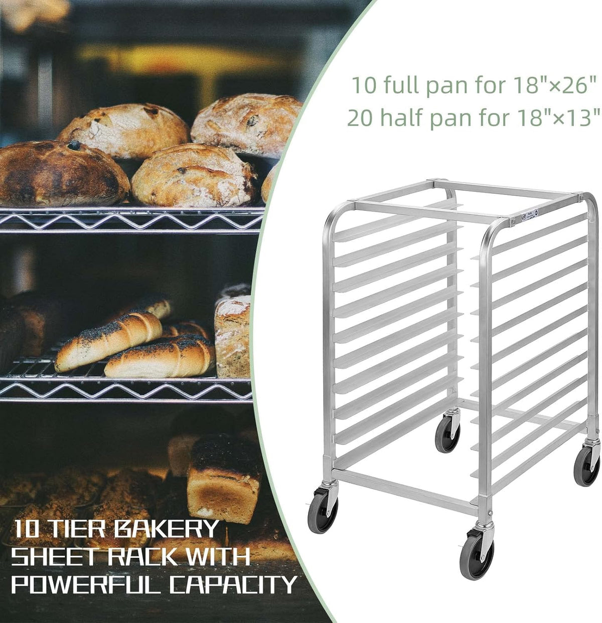 10 Tier Aluminum Bun Pan Rack with Wheels P486397