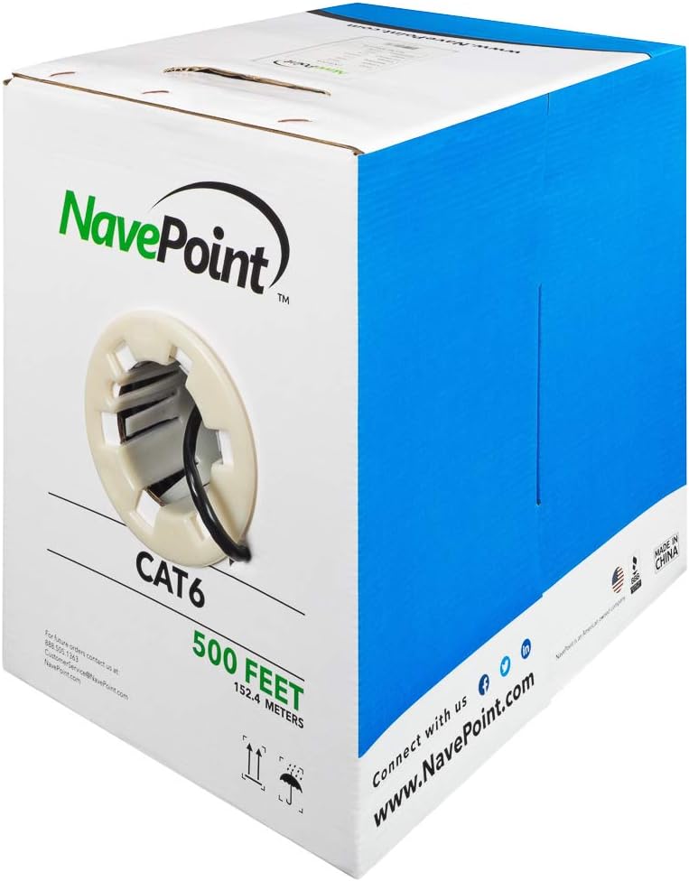 Cat6 Bulk Ethernet Cable, 500ft, Black, Solid, 550MHz, 23AWG, UTP P535113