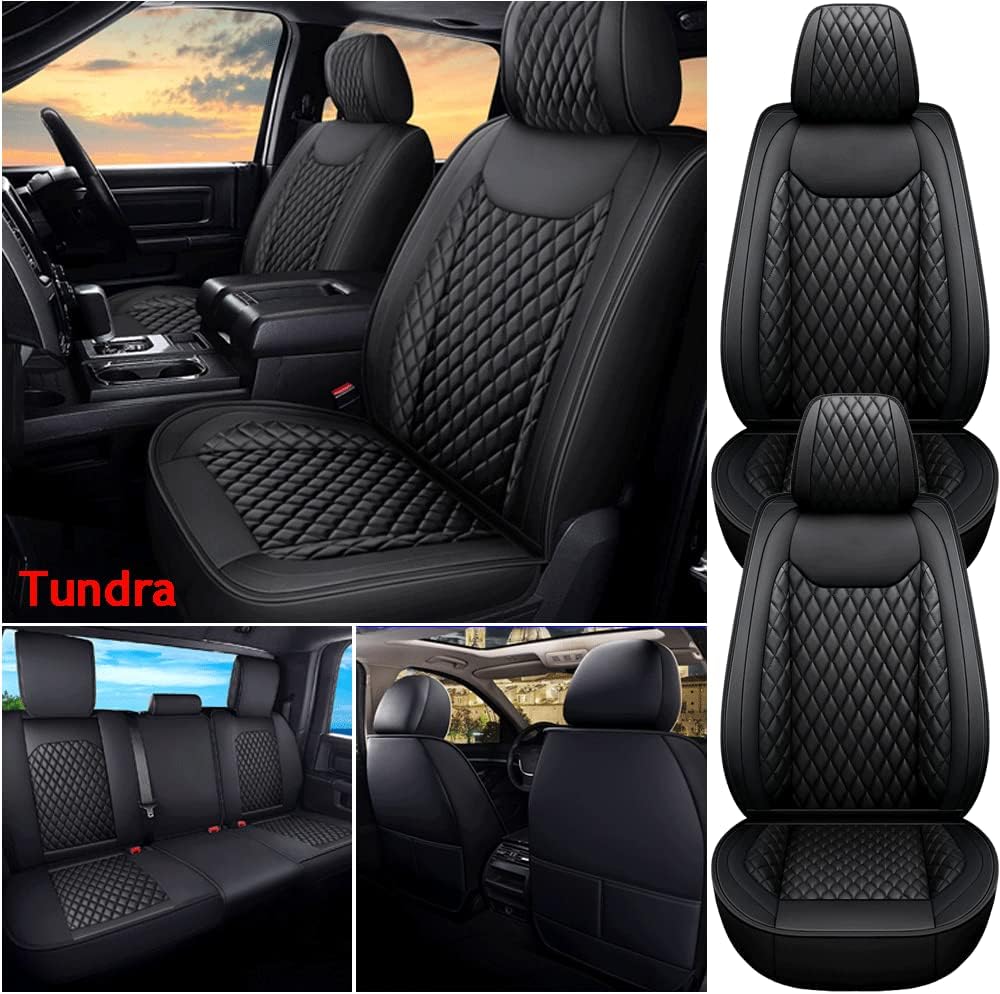 Black Waterproof Leather Car Seat Covers Full Set Z3517