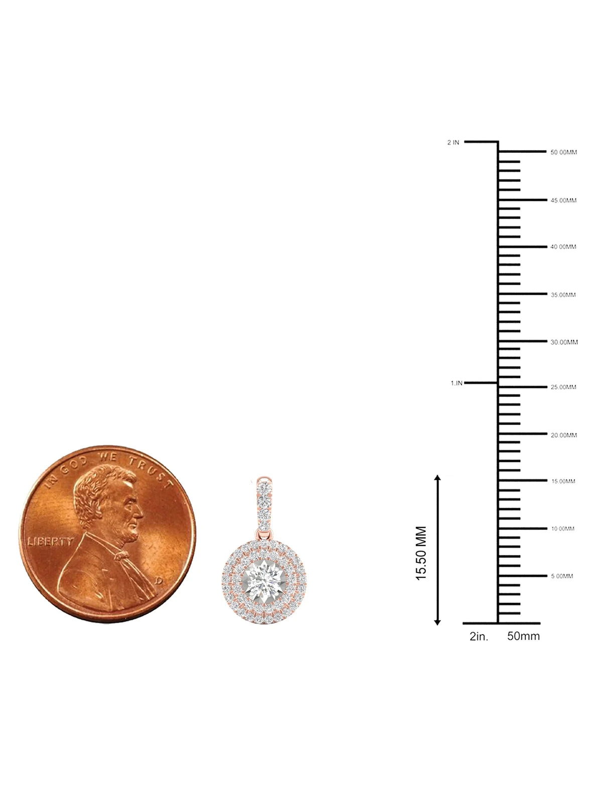 10K Rose Gold Diamond Cluster Halo Pendant Necklace I542561