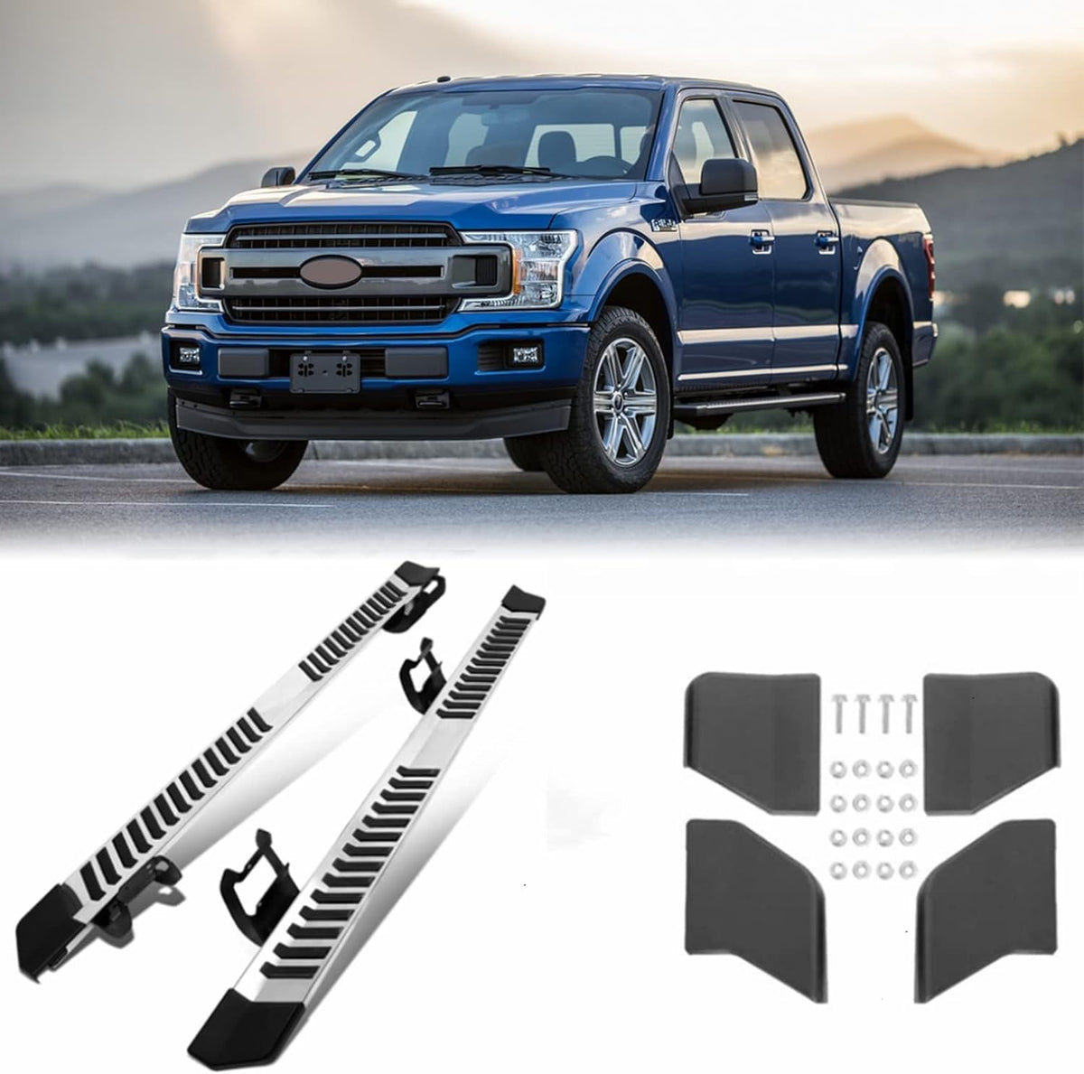 Black Running Boards with Side Steps G882