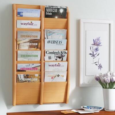 Black/Light Oak Wall Mount Magazine Rack I3730
