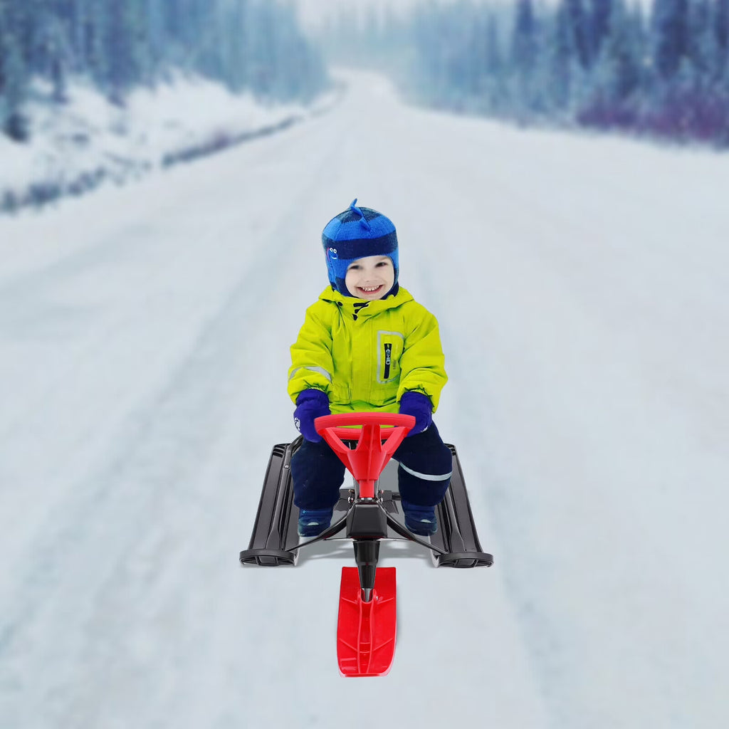 Snow Racer Sled Slider Board with Steering Wheel Double Brake C505835