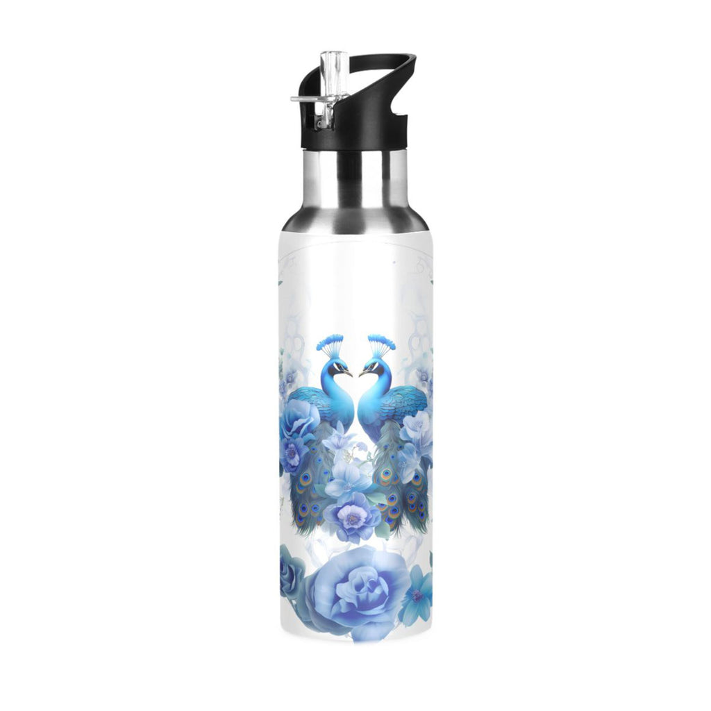 Stainless Steel Insulated Thermos Vacuum Flask Water Bottle with Straw Lid T7537