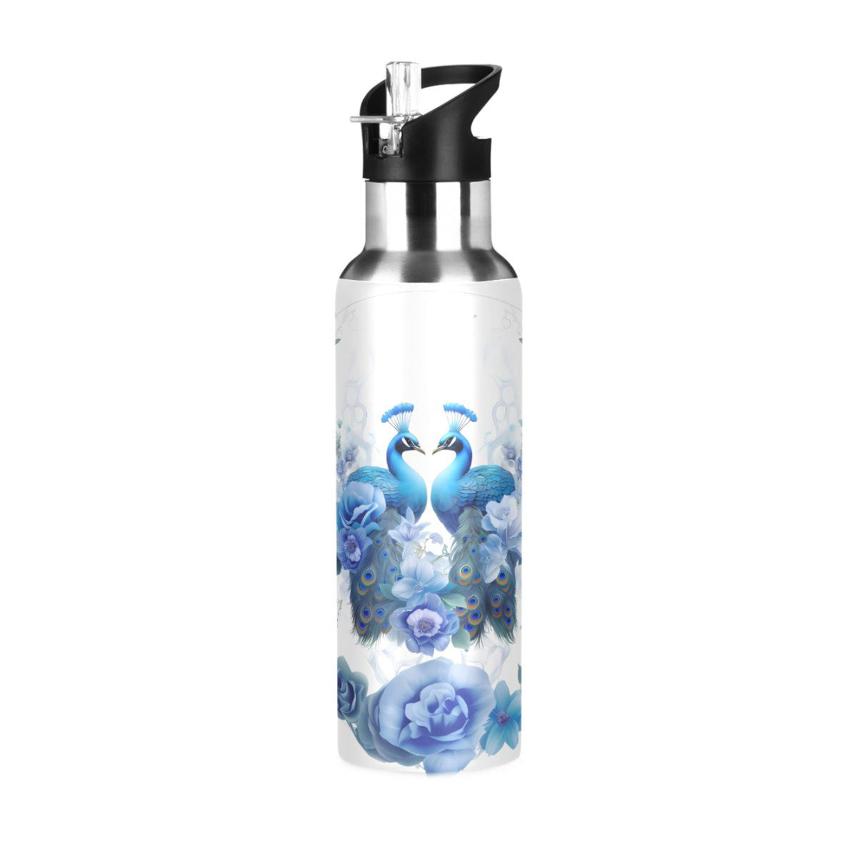 Stainless Steel Insulated Thermos Vacuum Flask Water Bottle with Straw Lid T7537