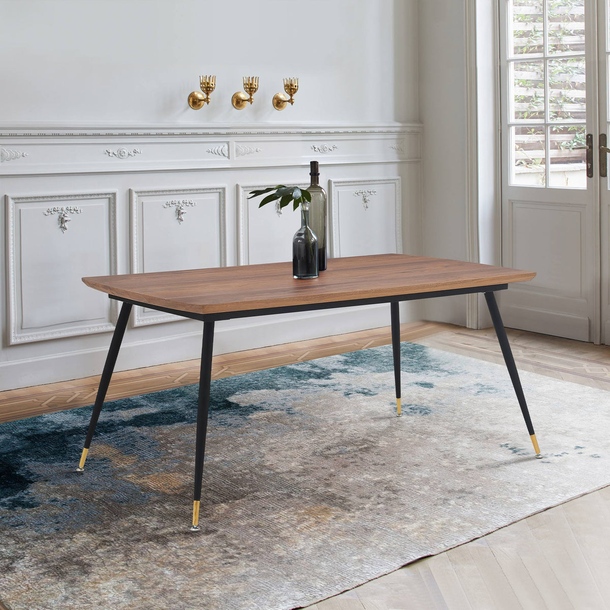 Walnut and Metal Dining Table N582952