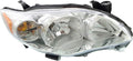 Passenger Side Headlight for Toyota Corolla 2011 2012 2013 with Bulbs Q6222