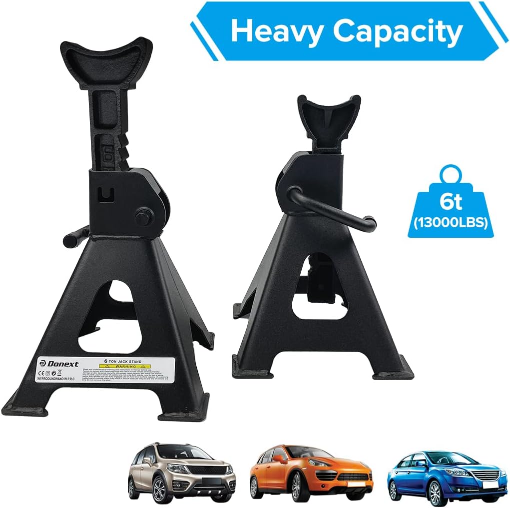 6 Ton Steel Jack Stands 1 Pair Black P5272