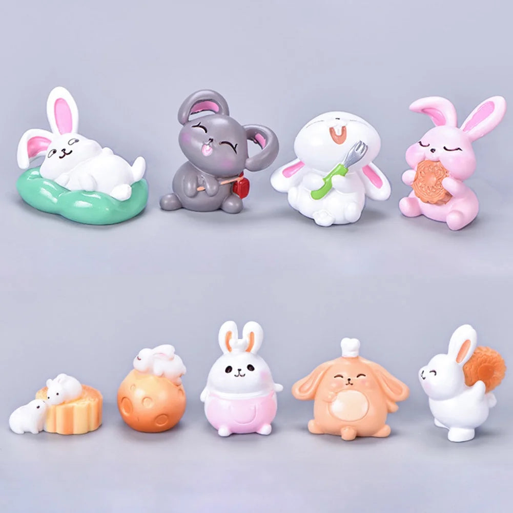 Resin Dollhouse Miniature Moon Cake Rabbit Ornaments Z2530
