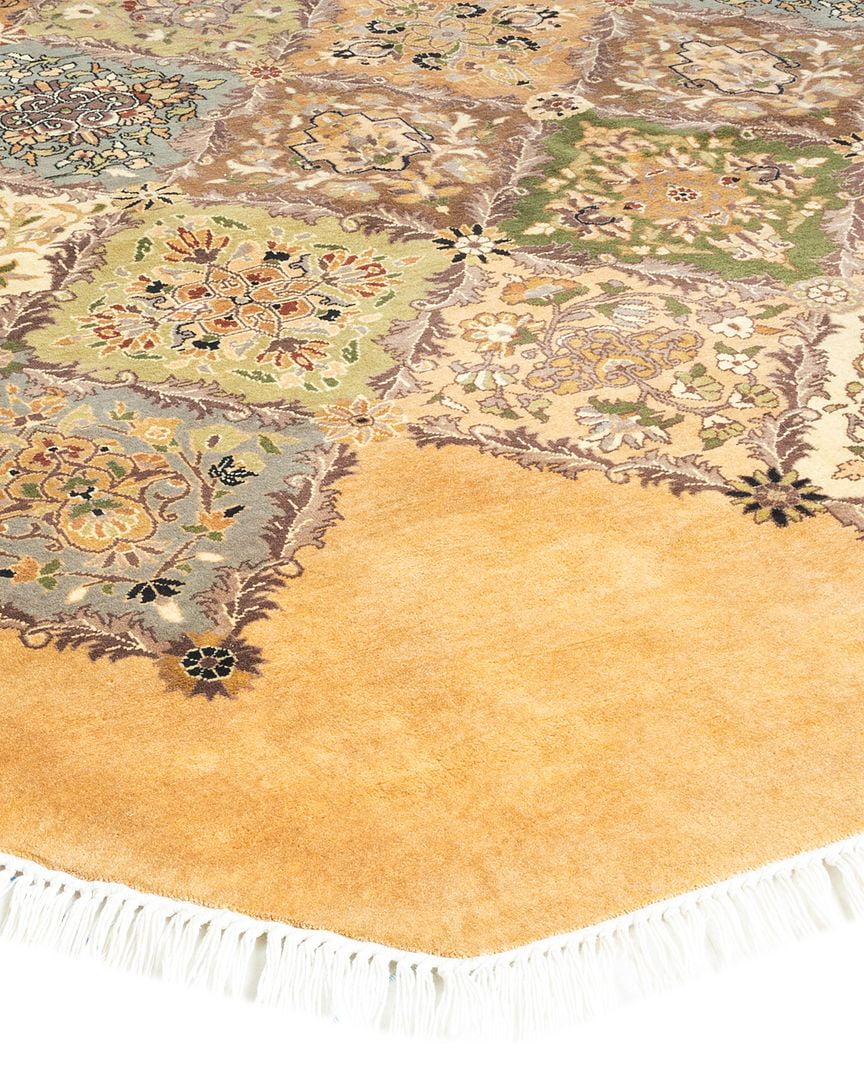 Hand-Knotted Wool Ivory Octagon Area Rug 8' 1" x 8' 1" B8813